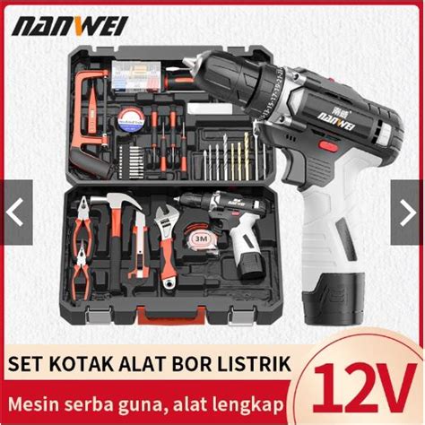 Jual Nanwei Hand Toolset Tool Kit Set Toolbox Cordless Drill Set