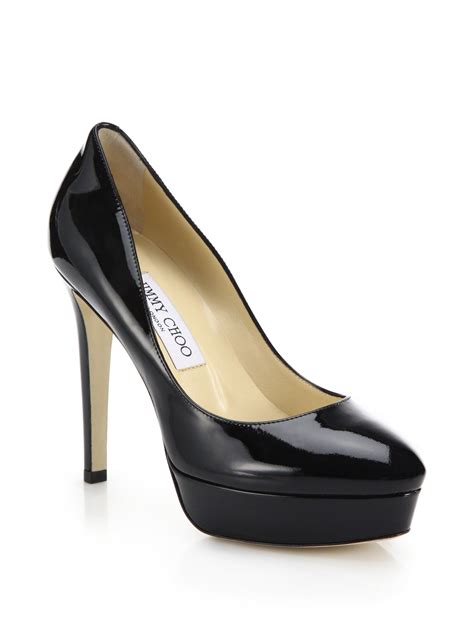 Lyst Jimmy Choo Alex Patent Leather Platform Pumps In Black