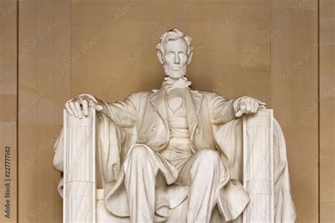 Statue of Abraham Lincoln inside Lincoln Memorial in Washington D.C. in ...