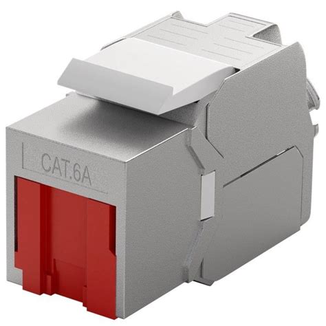 Frutto Keystone RJ45 Cat 6A STP Con Otturatore Rosso Adattatori E