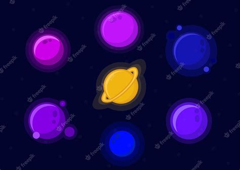 Conjunto De Planetas De Dibujos Animados Planetas De Colores Espacio Ilustración Del Espacio