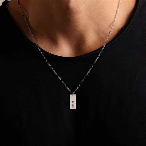 Mens Initial Necklace - Mens Name Necklace - Mens Necklace Pendant - Mens Silver Necklace ...