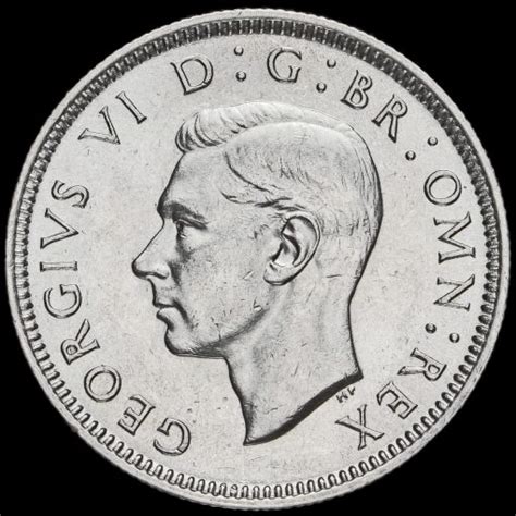 George Vi Silver English Shilling Scarce A Unc