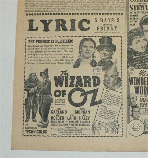 1939 Wizard Of Oz Original Newspaper Movie Ad 3648002360