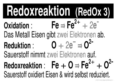 Redox Reaktion 3 Redoxreaktion Gratis Chemie Lernplakat Wissens Poster 8500 Kostenlose