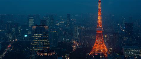 Tokyo Tower, Tokyo, Japan Wallpaper 3440x1440 UltraWide WQHD