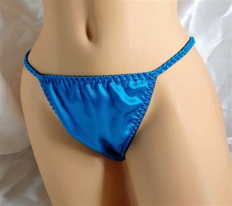 Aqua Blue Satin String Bikini Thong Joe Boxer Style Etsy