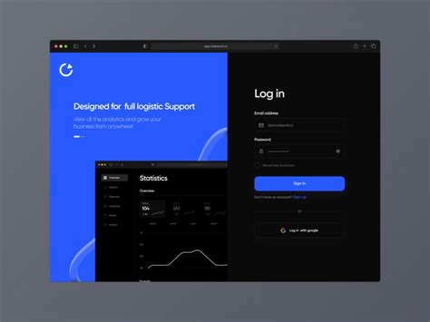 Dashboard Login Page Dark Mode In 2023 Login Page Webpage Design