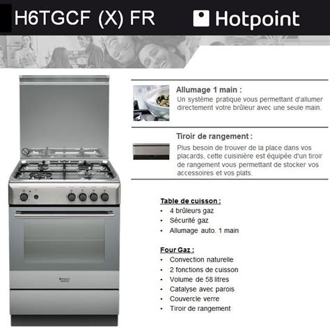 Hotpoint H Tgcf X Cuisini Re Table Gaz Foyers Four Au Gaz Catalyse