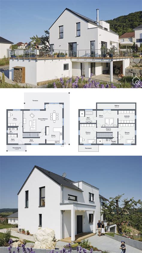 Fertighaus Modern Bauen Haus Grundriss Mit Satteldach Einliegerwohnung