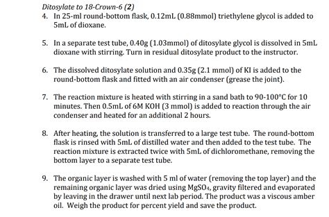 Solved Figure 2. Synthesis of 18-Crown-6 (2) from Ditosylate | Chegg.com