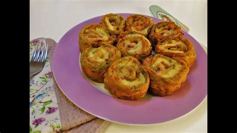 Rolati od Pohanih Tikvica sa Šunkom i Sirom Fried Zucchini Rolls with