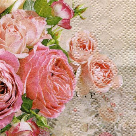 Peonies And Roses Decoupage Napkins Floral Paper Serviettes Etsy