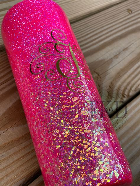 Kitchen Dining CUSTOM Pink Glitter Tumbler Drink Barware Etna Pe