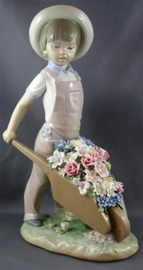 Lladro Boy With Flower Cart Figurine 24 Cm High Approx Lladro And