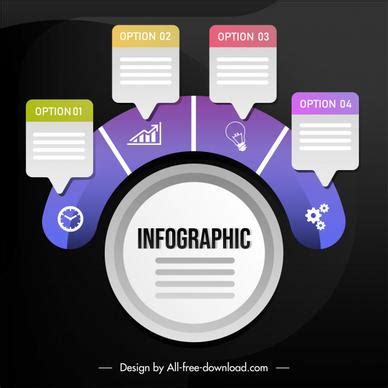 Infographic Decor Elements Modern Colorful Flat Rounded Shapes Vectors