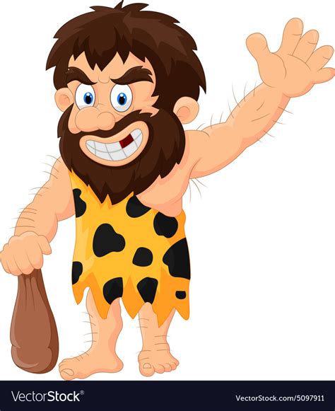 Cartoon Caveman Waving Hand Royalty Free Vector Image