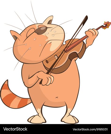 Cute Cat Violinist Cartoon Royalty Free Vector Image