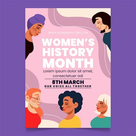 Free Vector Flat Womens History Month Vertical Poster Template