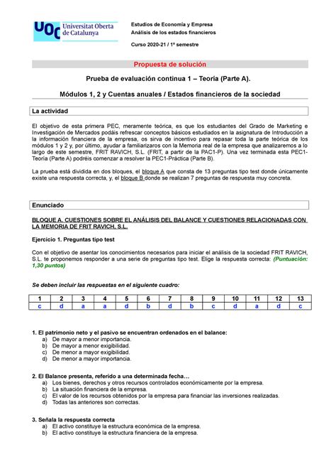 MIM AEF PEC1 T 2021 1 Solución Análisis de los Estados Financieros