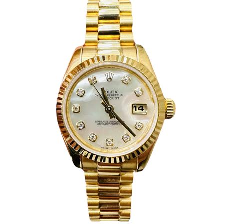 Rolex Datejust President 179178 18k Yellow Gold Factory Diamond Mother Of Pearl Dial Diamonds