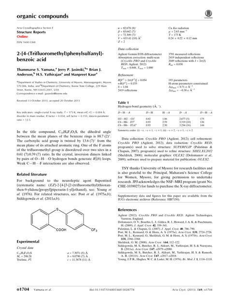 PDF 2 4 Tri Fluoro Meth Yl Phenyl Sulfan Yl Benzoic Acid