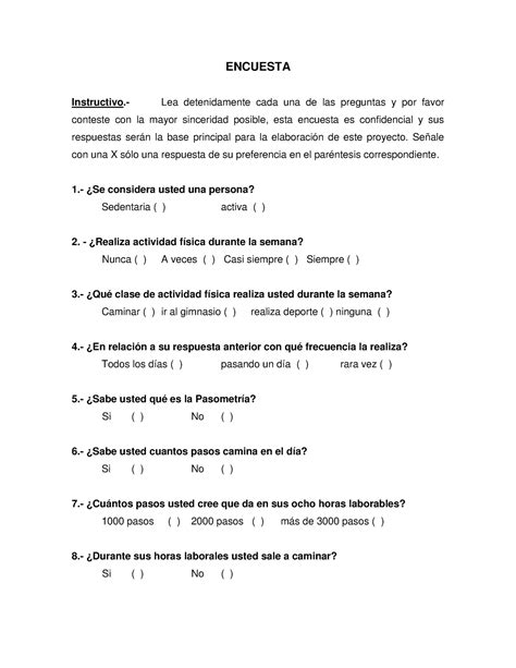 Encuesta Sobre Sedentarismo Compress ENCUESTA Instructivo Lea