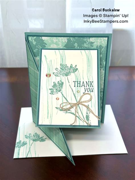 Stampin Up Inked Botanicals Diagonal Joy Fold Thank You Card