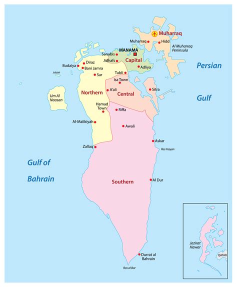 Bahrain Map In Asia, Icons Showing Bahrain Location And, 59% OFF