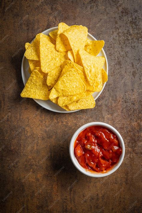 Premium Photo Tortilla Chips And Red Tomato Salsa Dip Mexican Nacho Chips