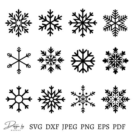 Snowflakes Svg Bundle 12 Designs Snowflakes Svg Snowflakes Png Snowflakes Cut File Clipart