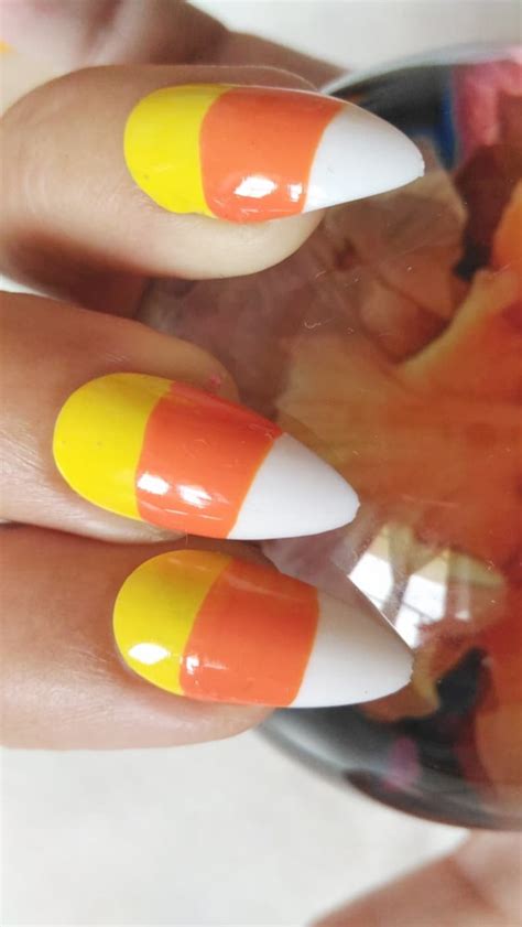 Halloween Candy Corn Nails Fake Nails Cool - Etsy