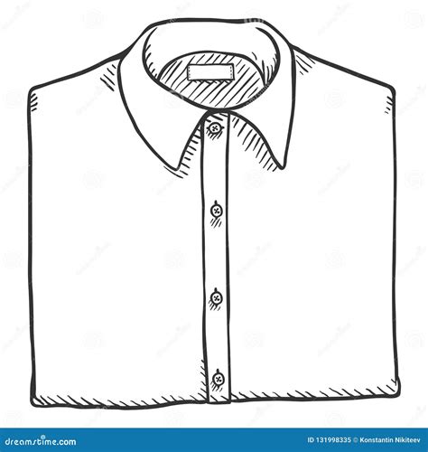 Vector Sketch Folded Classic Men Shirt Stock Vector Illustration Of