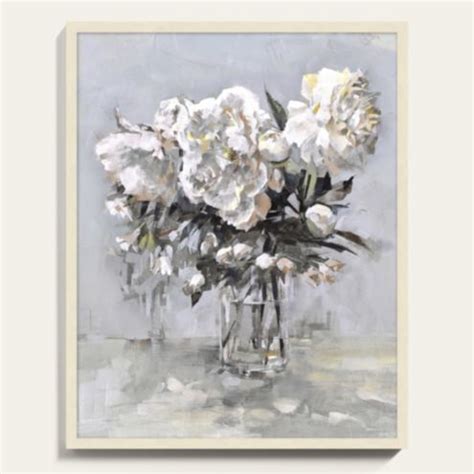 Peony Bouquet Art with Blond Wood Frame & Fine Art Paper in Multiple Sizes