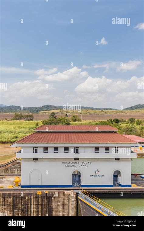 A typical view at the Panama Canal in Panama Stock Photo - Alamy