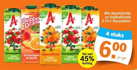 Alle Appelsientje En Dubbeldrank Literpakken Aanbieding Bij