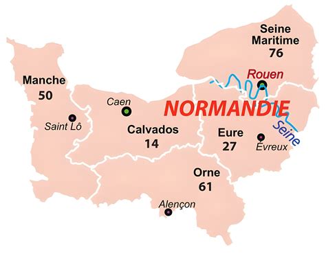 Quels sont les départements de la région Normandie