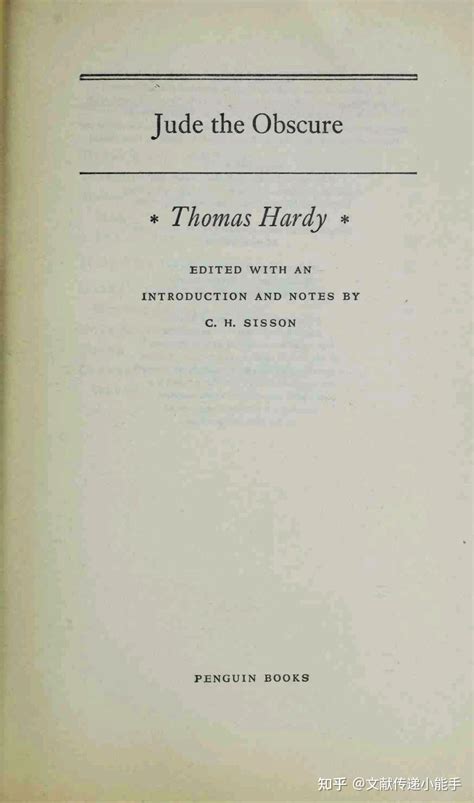 托马斯·哈代 无名的裘德 英文版 Jude The Obscure By Thomas Hardy 知乎