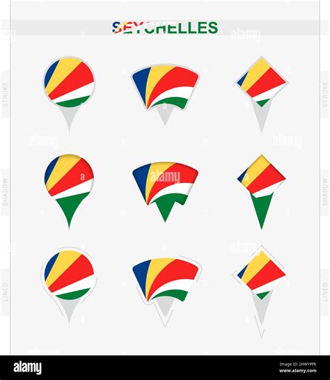 Bandera De Seychelles Conjunto De Iconos De Localización De La Bandera De Seychelles