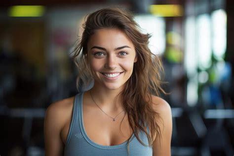 Premium Photo Smiling Beautiful Very Cute Face Of Fit Girl Standing