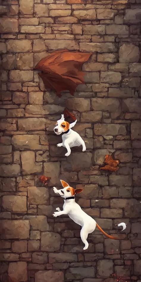 Adorable Jack Russel Terrier Flying Above A Brick Stable Diffusion