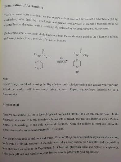 Solved Bromination Of Acetanilide Maquired Here As The Chegg