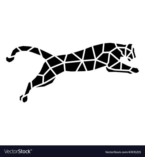 Jumping Cougar Polygonal Silhouette Royalty Free Vector