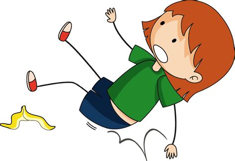 Doodle Cartoon Character Of A Girl Falling Down Vector Art At