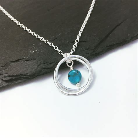 December birthstone necklace turquoise and sterling silver