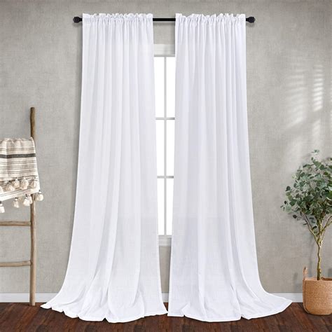 Amazon Pure White Farmhouse Curtains Inches Long For Living