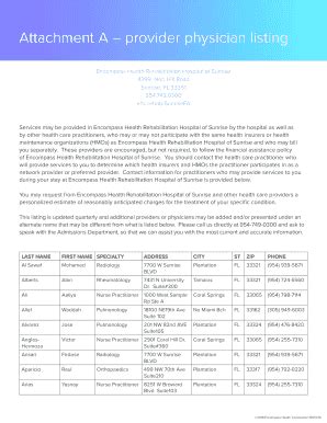 Fillable Online Encompass Health Rehabilitation Hospital Of Sunrise Fax