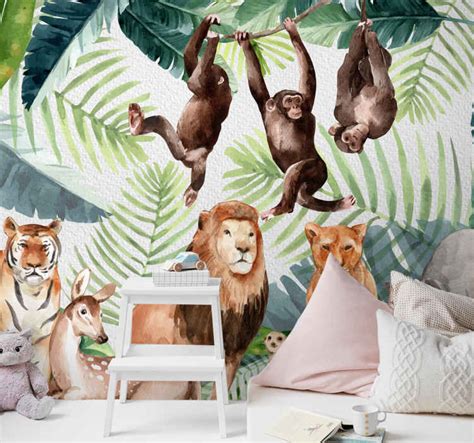 Painted Jungle Safari Children Wall Murals - TenStickers