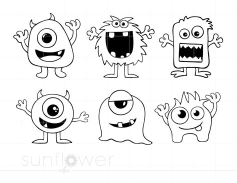 Monsters Svg Monster Outline Svg Halloween Svg Cricut Etsy Canada