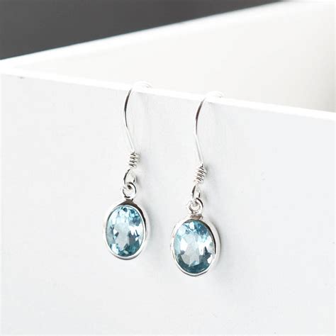 Sterling Silver Blue Topaz Oval Earrings By Martha Jackson Sterling